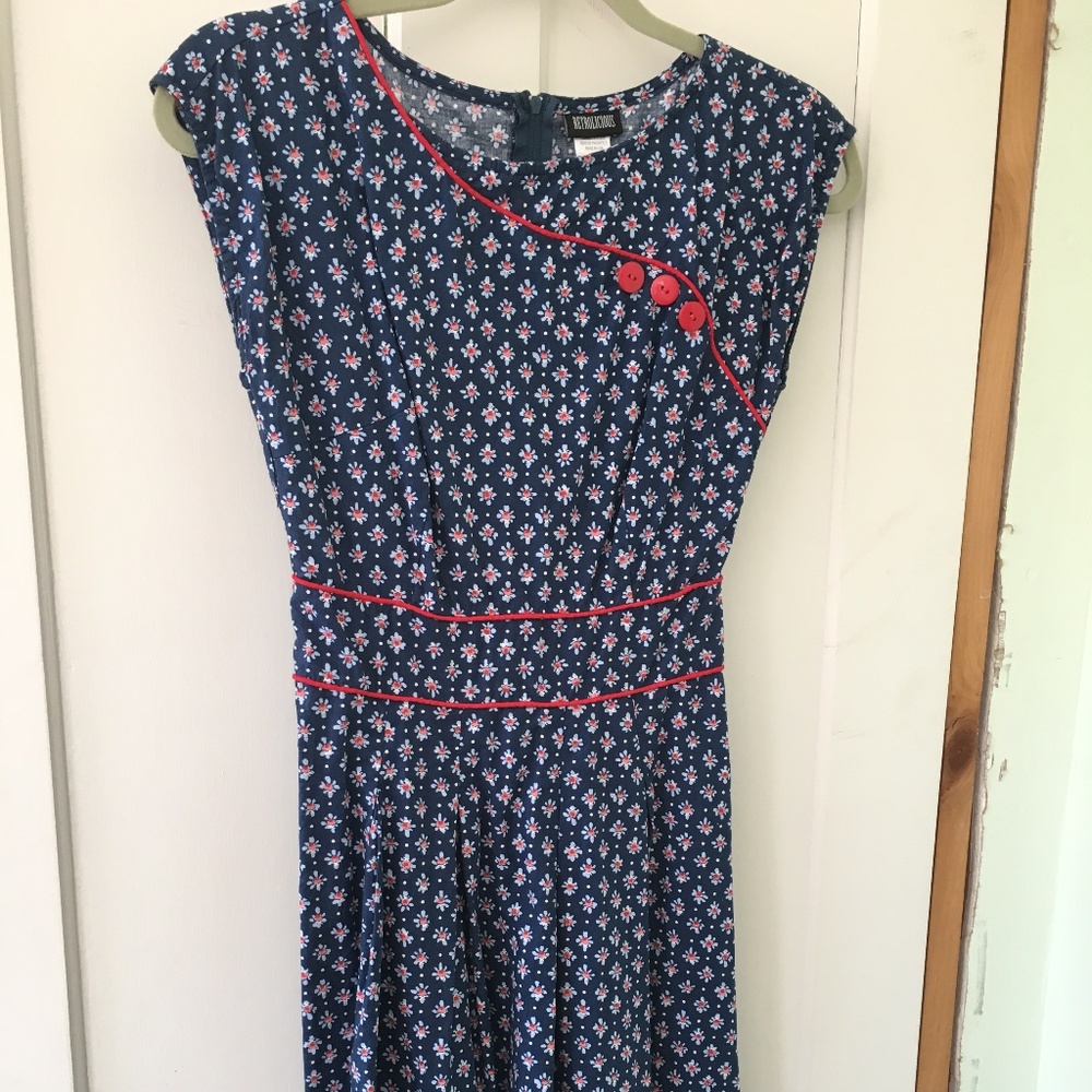 Retro Blue Floral Dress